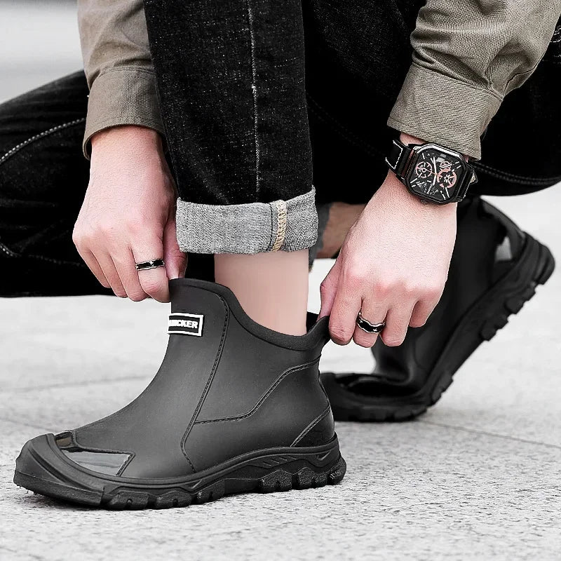 Men’s Waterproof Wear-Resistant Rubber Short Boots